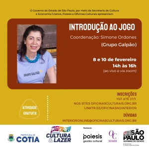 Cotia tem inscri&ccedil;&otilde;es abertas para oficinas culturais em parceria com a Poiesis