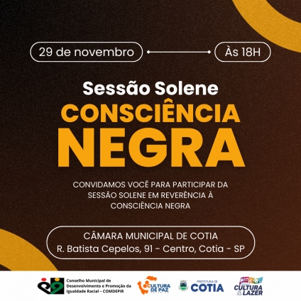 Sessão Solene homenageia Dia Consciência Negra em Cotia