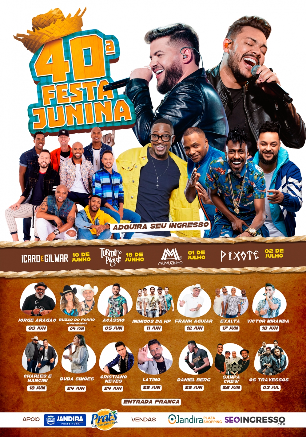 Grade de artistas da 40&ordf; Festa Junina de Jandira &eacute; divulgada