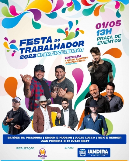 Shows e prêmios prometem agitar Festa do Trabalhador em Jandira